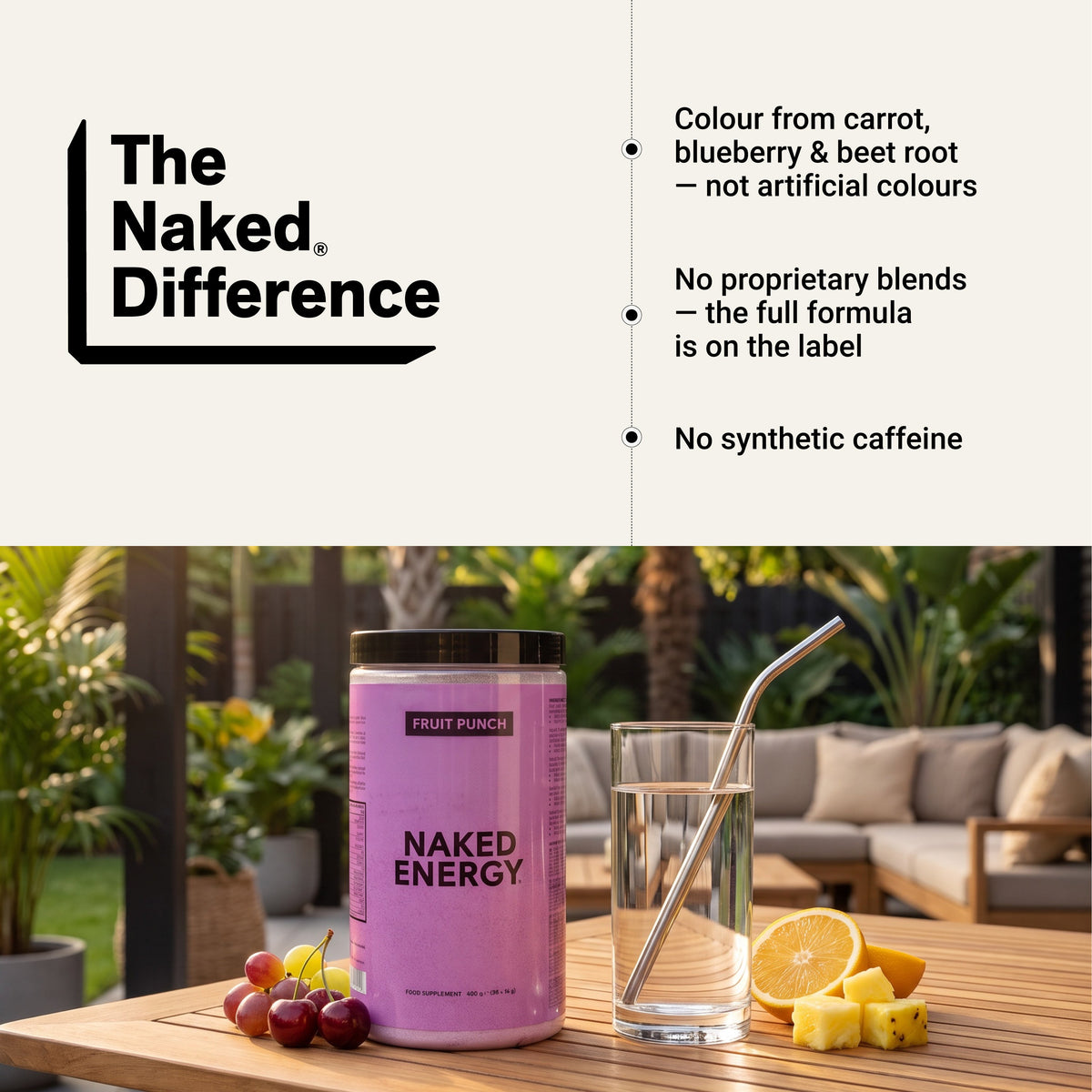 Fruit Punch Pre Workout Supplement | Naked Energy - 480g