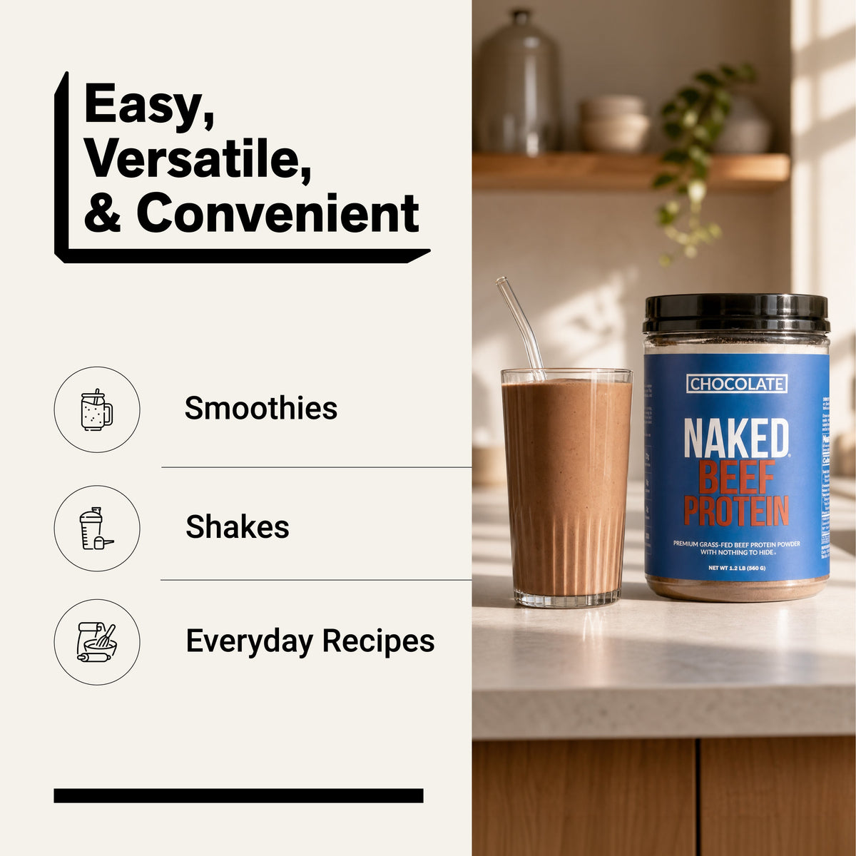 Chocolate Beef Protein Powder | Naked Chocolate Beef Protein - 1.2LB