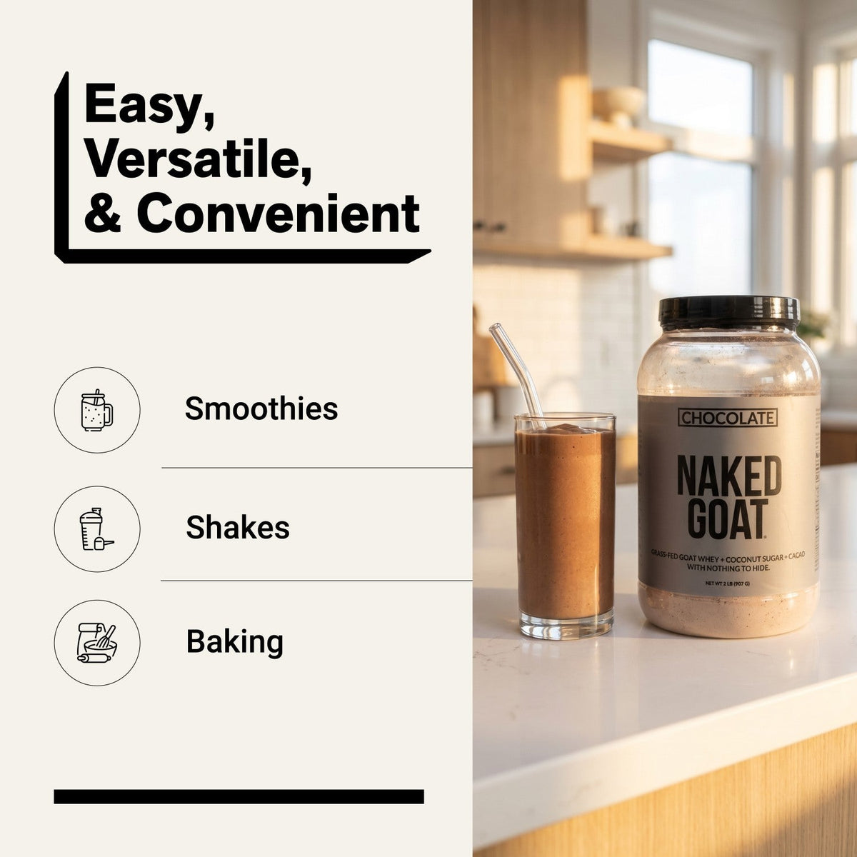 Chocolate Goat Whey Protein Powder | Naked Goat - 2lb