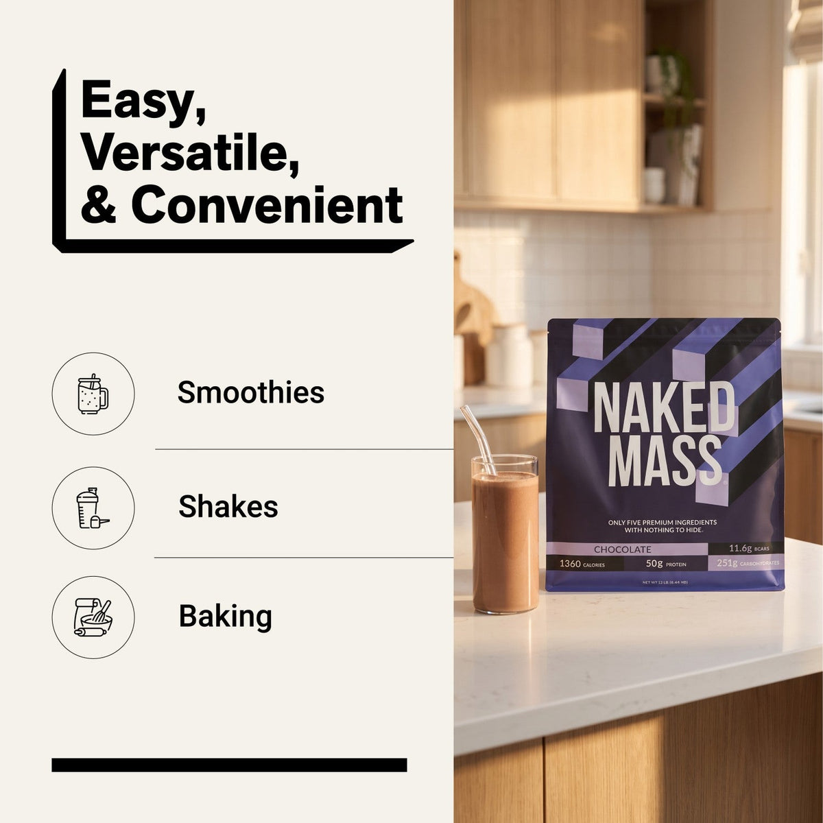Chocolate Mass Gainer Protein Supplement | Naked Chocolate Mass