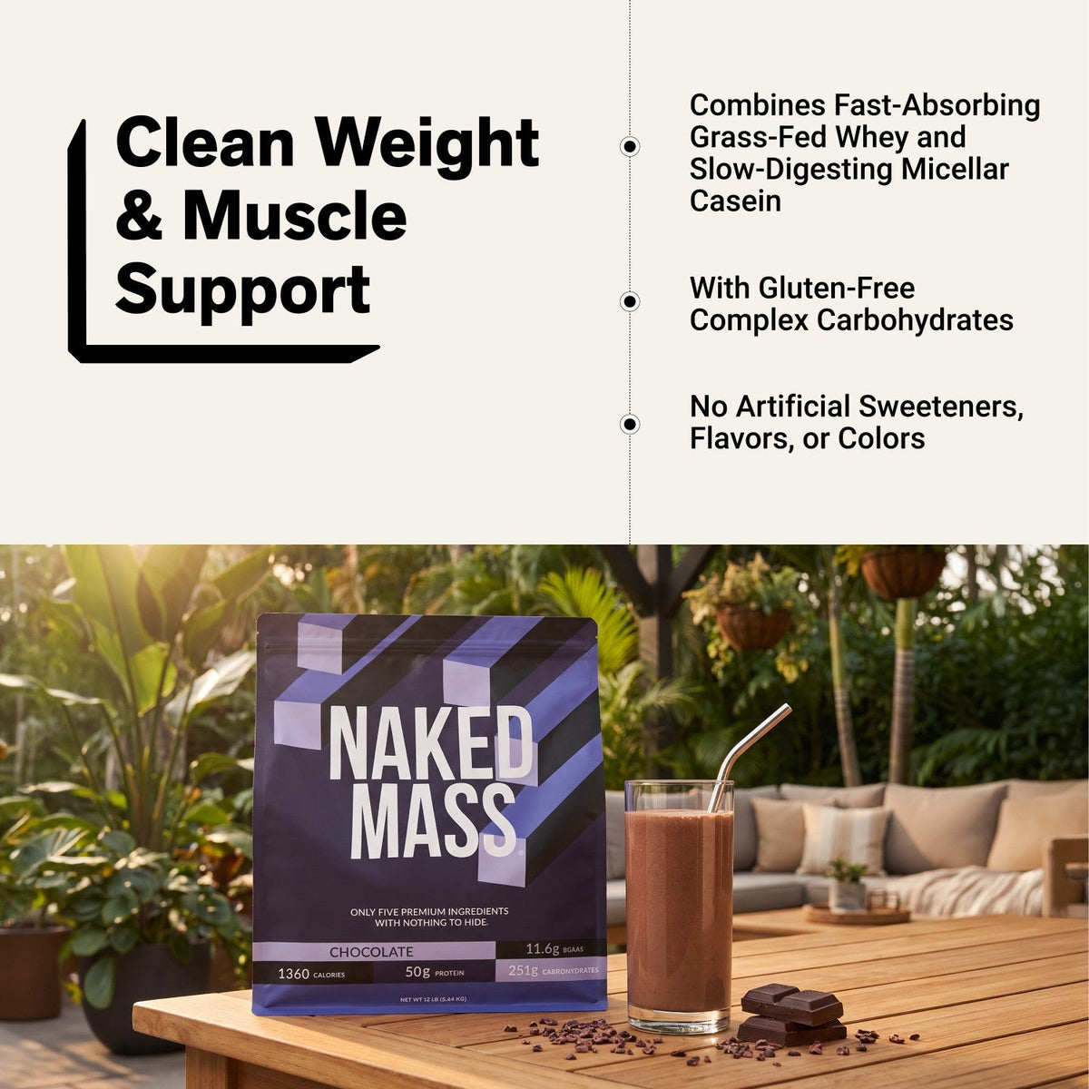 Chocolate Mass Gainer Protein Supplement | Naked Chocolate Mass