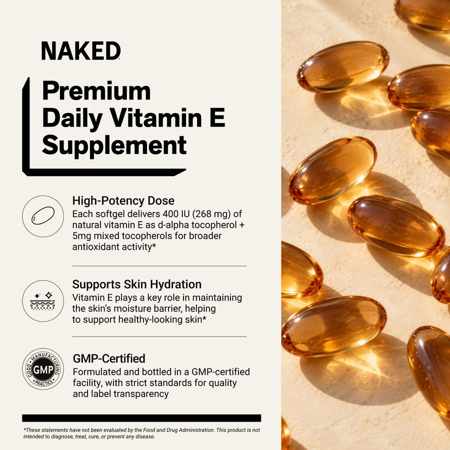 Daily Vitamin E Supplement | Naked Vitamin E - 100 Softgels
