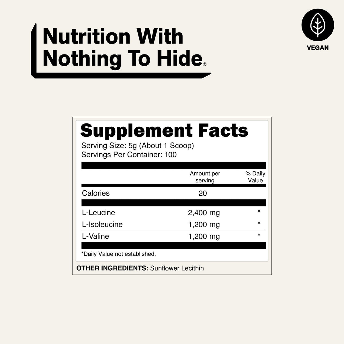 Branched Chain Amino Acids | Naked BCAAs - 100 Servings