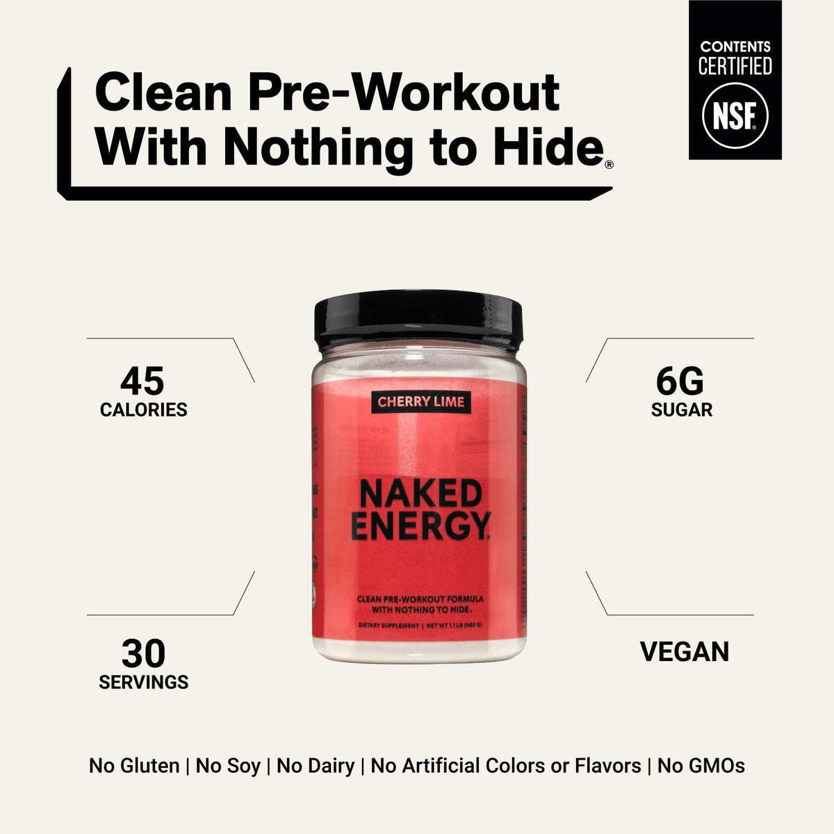 Cherry Lime Pre Workout Supplement | Naked Energy - 30 Servings