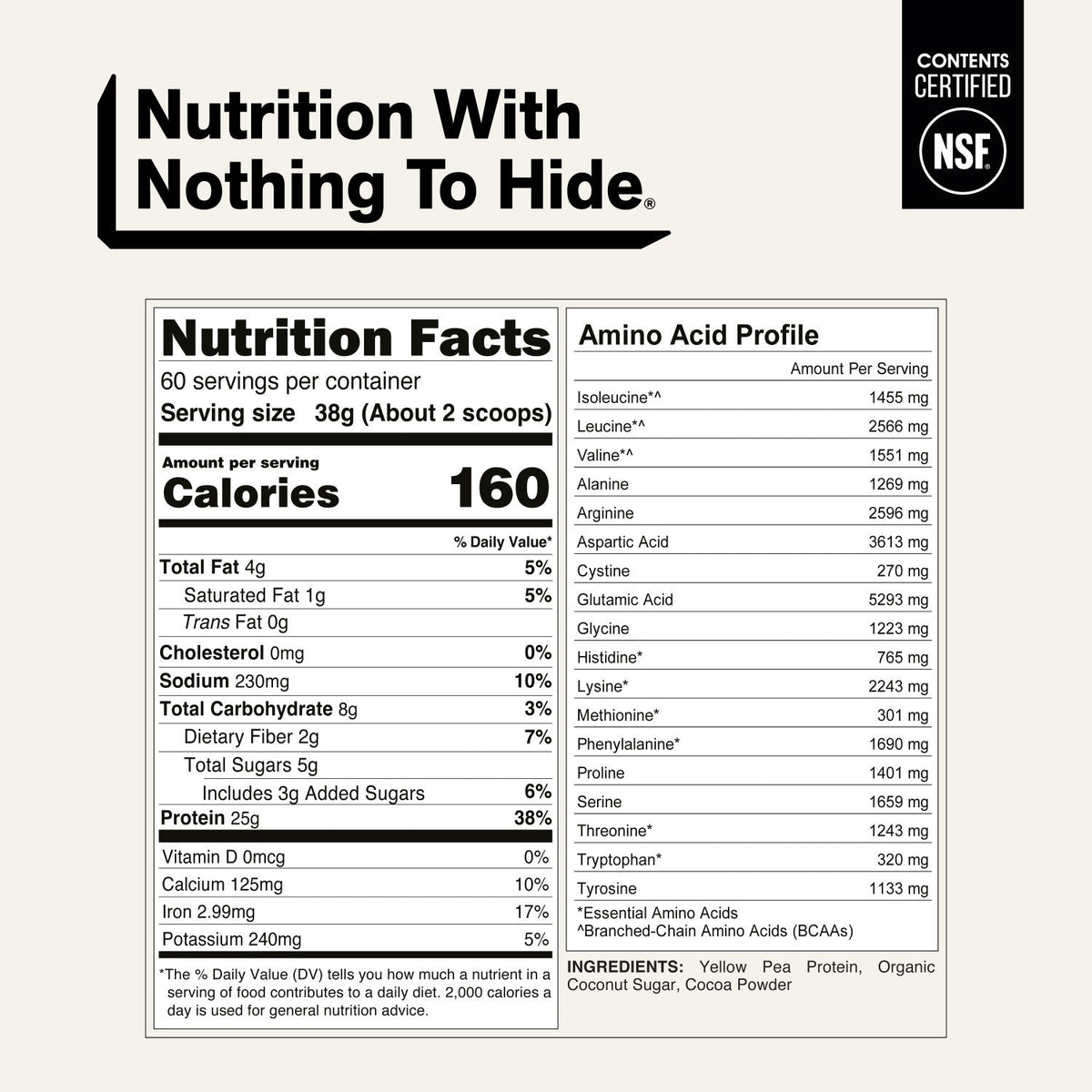 Chocolate Pea Protein Powder | Naked Chocolate Pea - 5LB