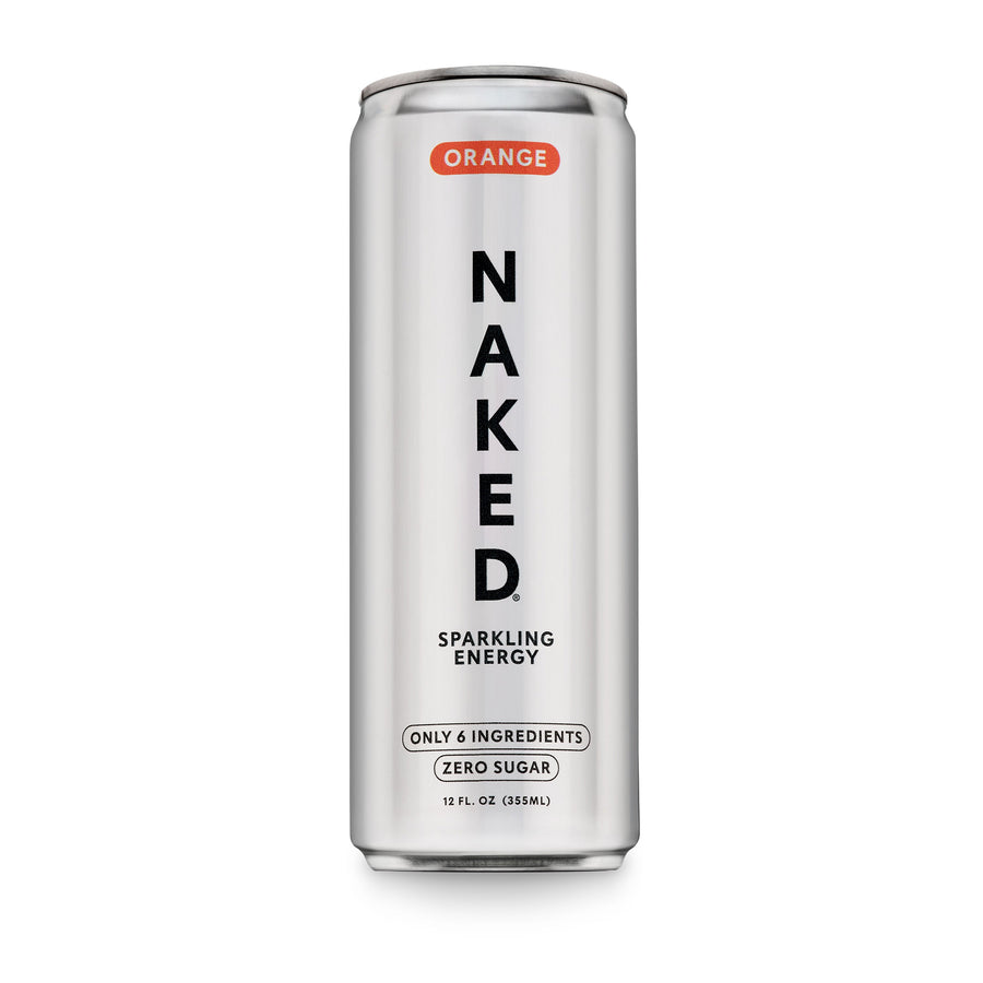 Orange Naked Sparkling Energy | Clean Energy Drink - 12 Cans